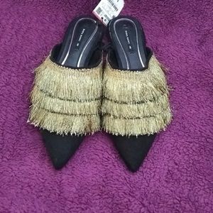 New zara mules with fringe